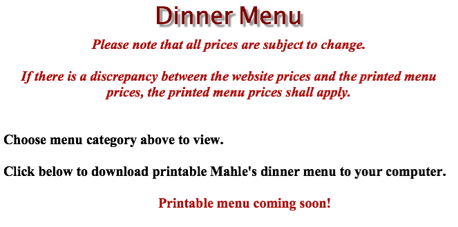 dinner menu intro